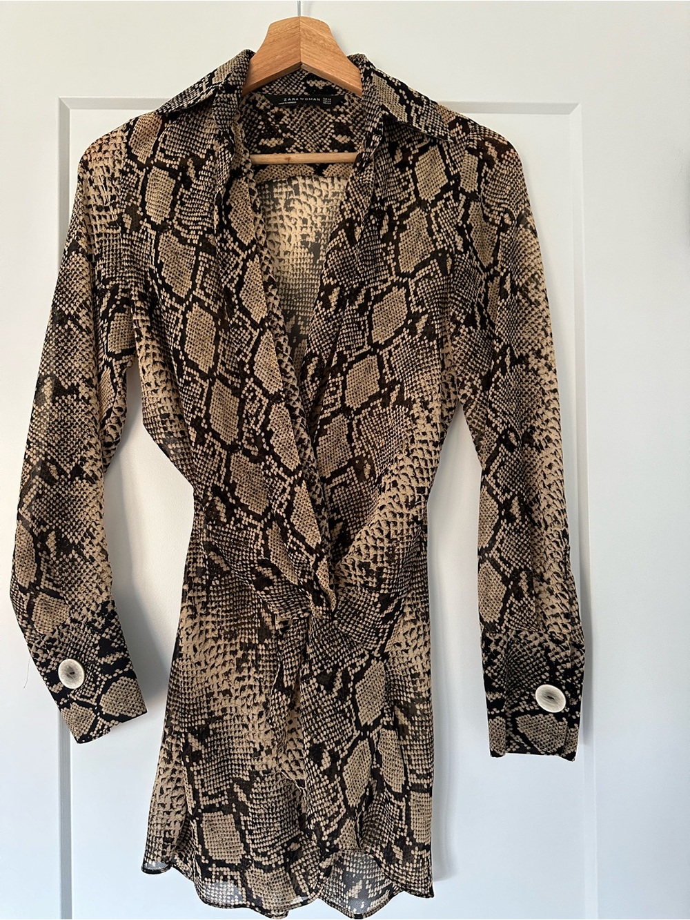 Snake Print Blouse in Beige & Black